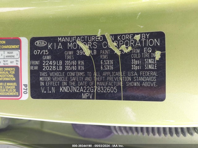 KIA Soul 2016 KNDJN2A22G7832605 Image 9