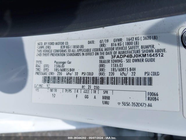 Ford FIESTA SE 2019 3FADP4BJ0KM164512 Image 9