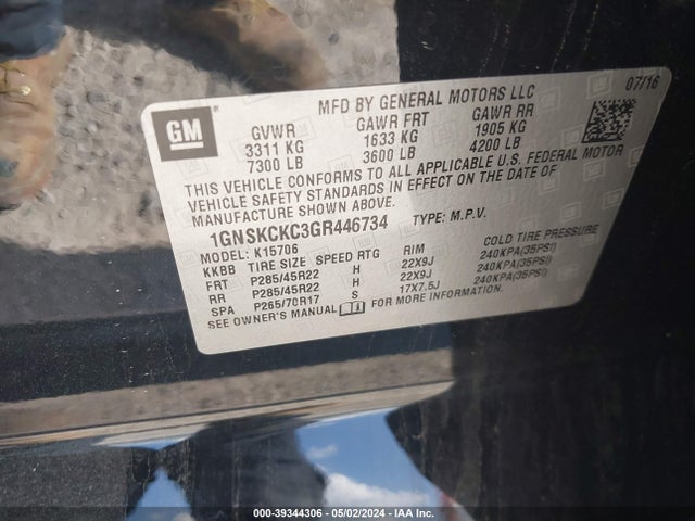 Chevrolet Tahoe Ltz 2016 1GNSKCKC3GR446734 Image 9