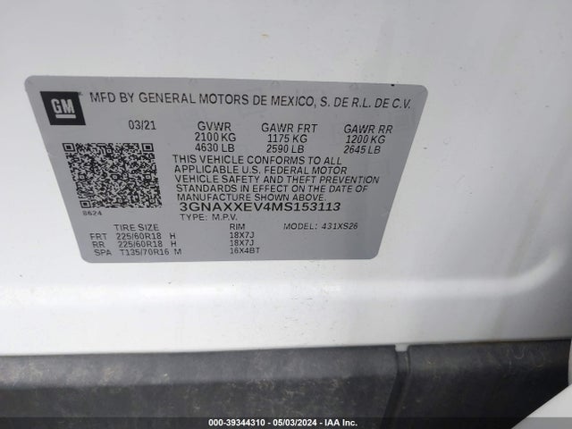 Chevrolet Equinox Awd Premier 2021 3GNAXXEV4MS153113 Image 9