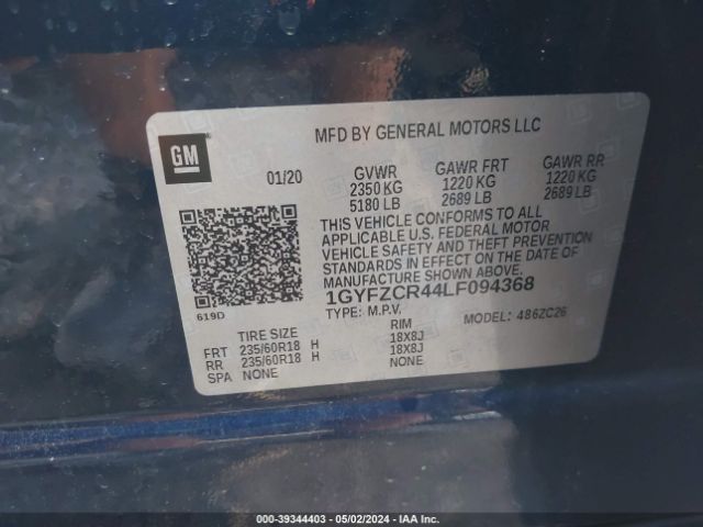 1GYFZCR44LF094368 Cadillac Xt4 Fwd Premium Luxury
