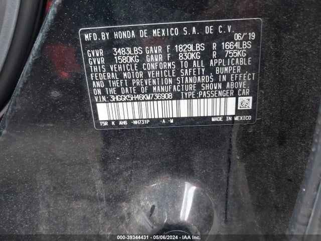 Honda FIT LX 2019 3HGGK5H46KM736908 Image 9