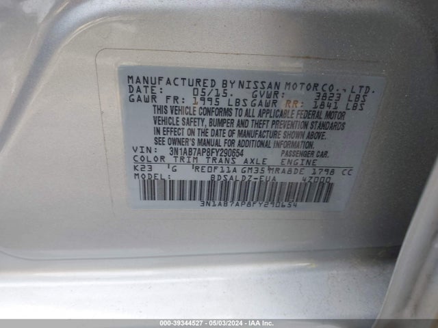 Nissan SENTRA SV 2015 3N1AB7AP8FY290654 Image 9