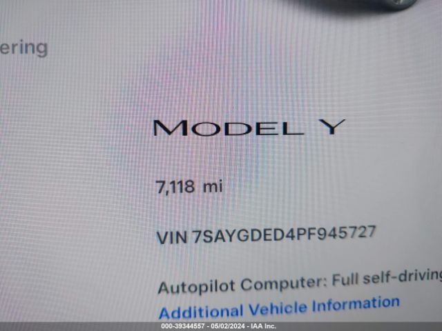 7SAYGDED4PF945727 Tesla Model Y Rwd
