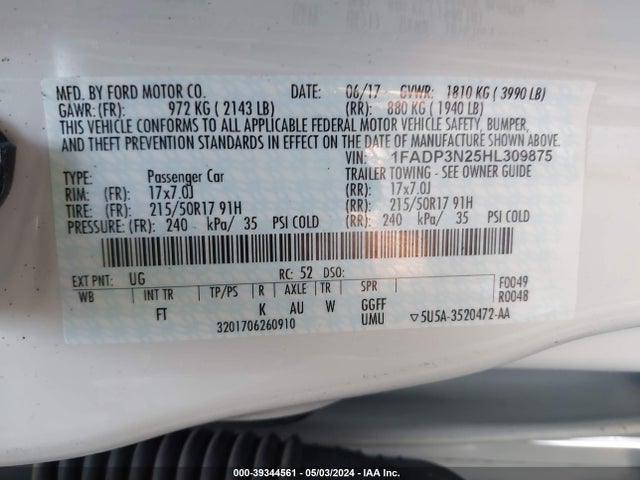 Ford Focus Titanium 2017 1FADP3N25HL309875 Image 9