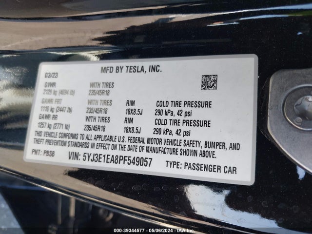5YJ3E1EA8PF549057 Tesla Model 3 Rear-wheel Drive