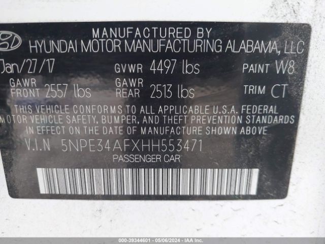 5NPE34AFXHH553471 Hyundai Sonata Sport