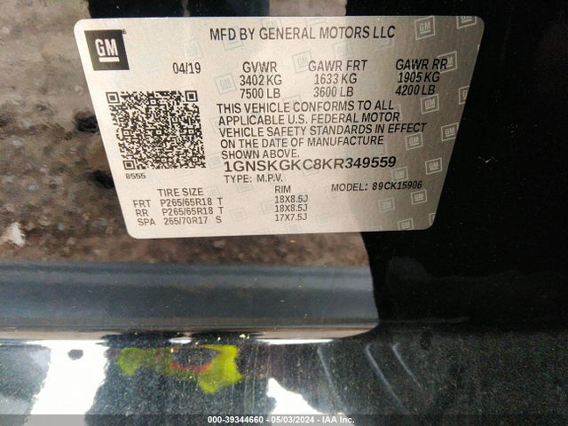 Chevrolet Suburban Ls 2019 1GNSKGKC8KR349559 Image 9