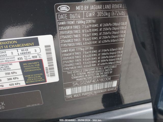 SALGS2WF4EA180304 Land Rover Range Rover 3.0l V6 Supercharged Hse