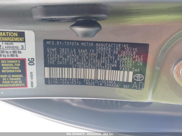 Toyota COROLLA LE 2016 2T1BURHE8GC535580 Image 9