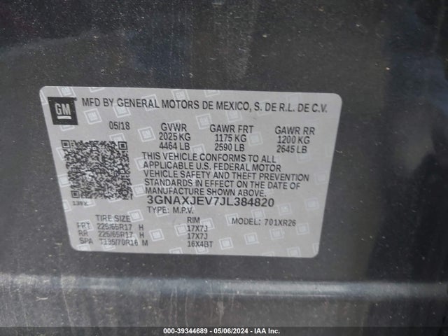 Chevrolet EQUINOX LT 2018 3GNAXJEV7JL384820 Image 9