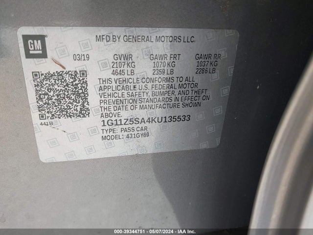 Chevrolet IMPALA LT 2019 1G11Z5SA4KU135533 Image 9