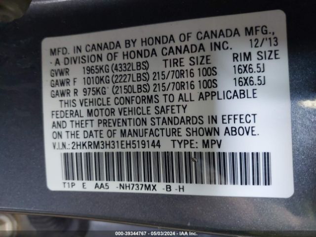 2HKRM3H31EH519144 Honda CR-V LX