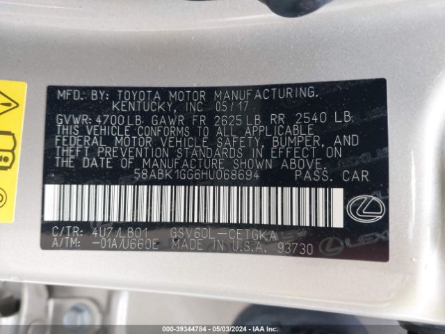 58ABK1GG6HU068694 Lexus ES 350