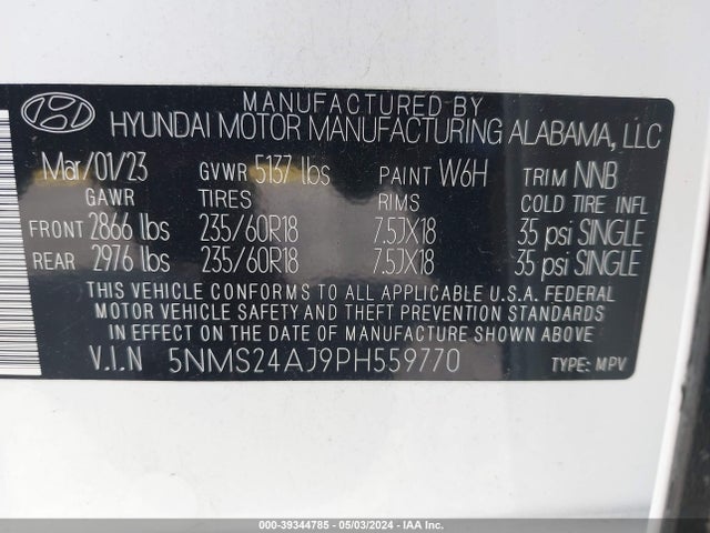 Hyundai Santa Fe Sel 2023 5NMS24AJ9PH559770 Image 9