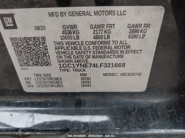 1GC1YNE74LF321668 Chevrolet Silverado 2500hd 4wd  Standard Bed Lt