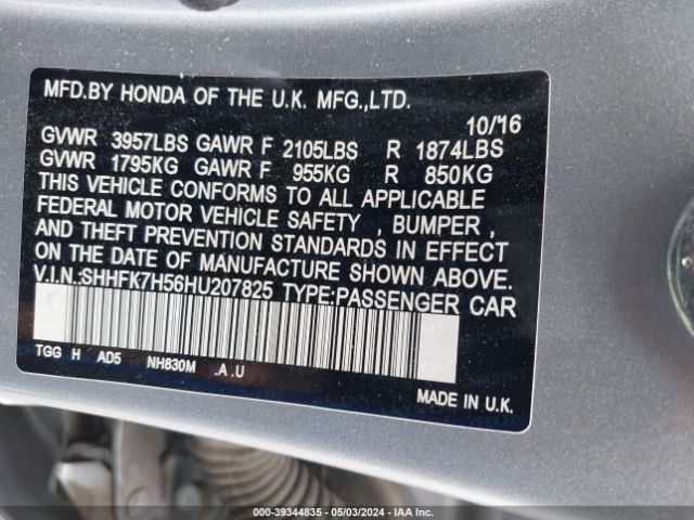 SHHFK7H56HU207825 Honda CIVIC EX