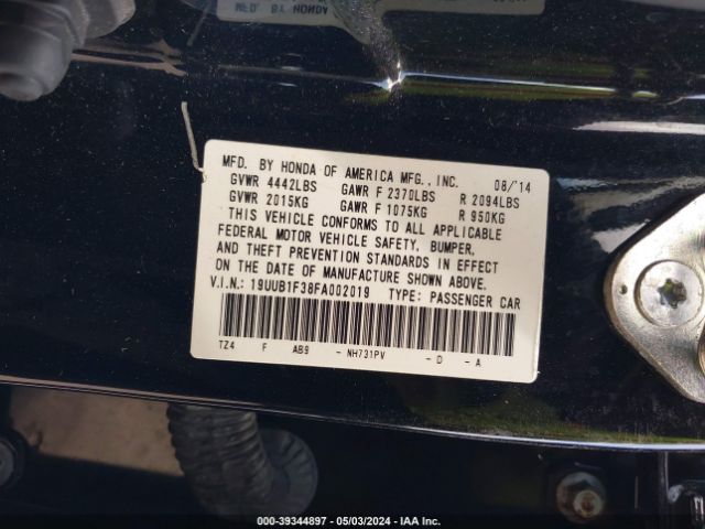 19UUB1F38FA002019 Acura TLX