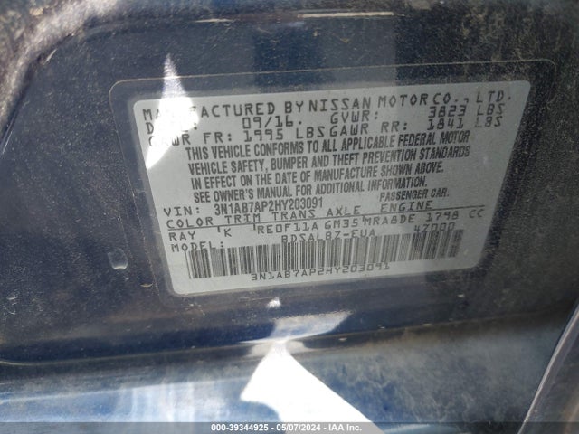 Nissan SENTRA S 2017 3N1AB7AP2HY203091 Image 9