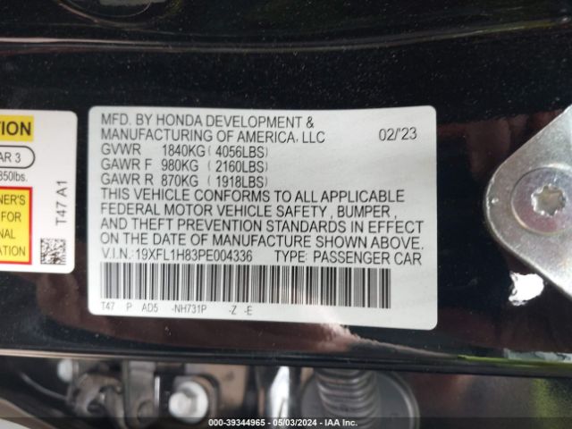 19XFL1H83PE004336 Honda Civic Sport Touring