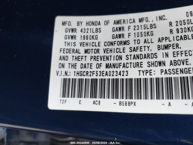 1HGCR2F53EA023423 Honda Accord Sport