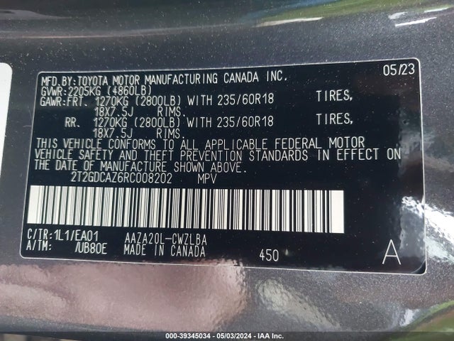 2T2GDCAZ6RC008202 Lexus Nx 250 Premium