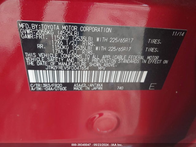 Toyota RAV4 LE 2015 JTMZFREV5FD047654 Image 9