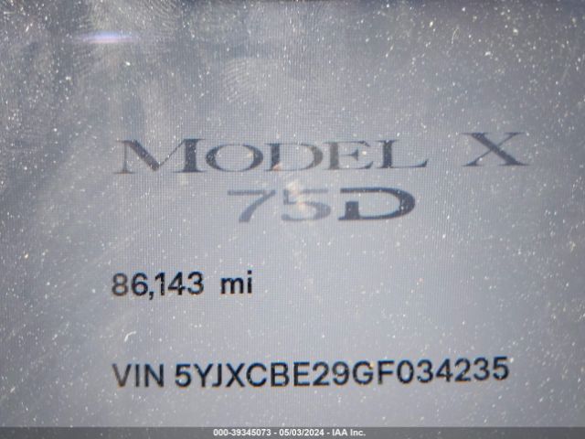 5YJXCBE29GF034235 Tesla Model X 60d/70d/75d/90d/p100d