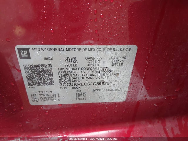 Chevrolet Silverado 1500 2lt 2018 3GCUKREC6JG558354 Image 9