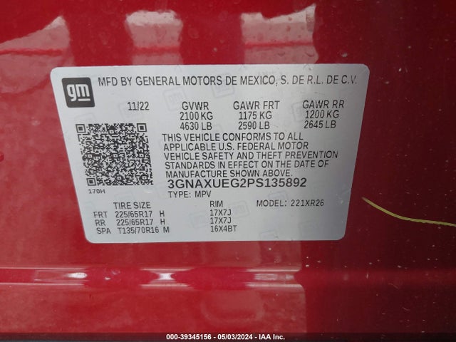 Chevrolet Equinox Awd Lt 2023 3GNAXUEG2PS135892 Image 9
