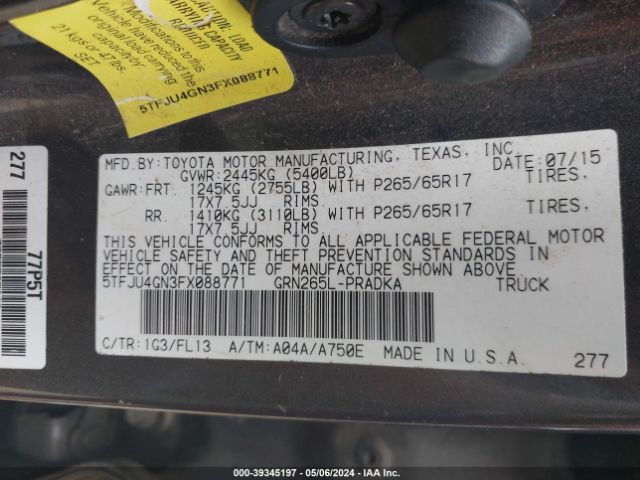 5TFJU4GN3FX088771 Toyota Tacoma Prerunner V6