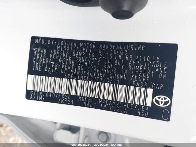 Toyota COROLLA SE 2024 5YFS4MCE9RP173711 Image 9