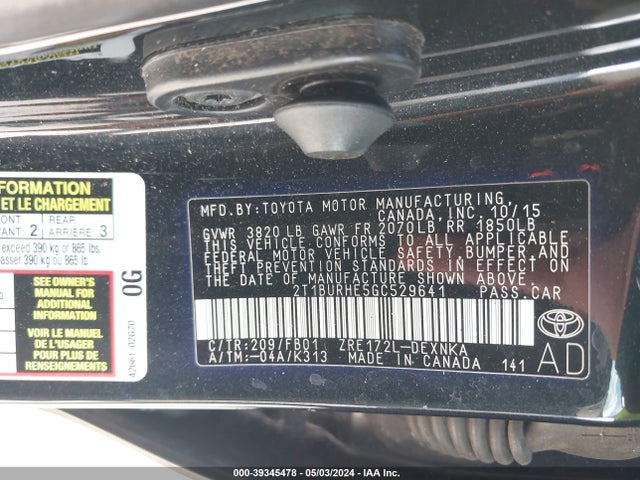 Toyota COROLLA LE 2016 2T1BURHE5GC529641 Image 9