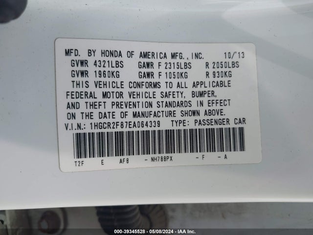 Honda Accord Ex-l 2014 1HGCR2F87EA064339 Image 9