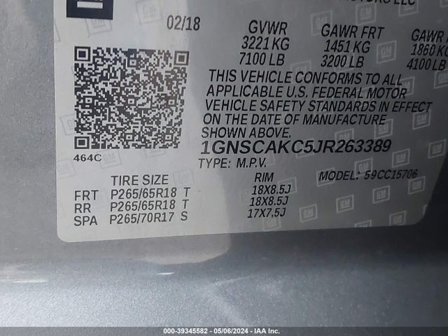 Chevrolet Tahoe Ls 2018 1GNSCAKC5JR263389 Image 9