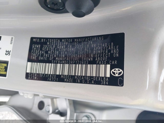 Toyota COROLLA LE 2024 5YFB4MDE0RP123603 Image 9