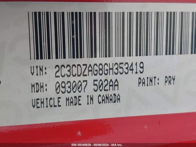 2C3CDZAG8GH353419 Dodge Challenger Sxt Plus