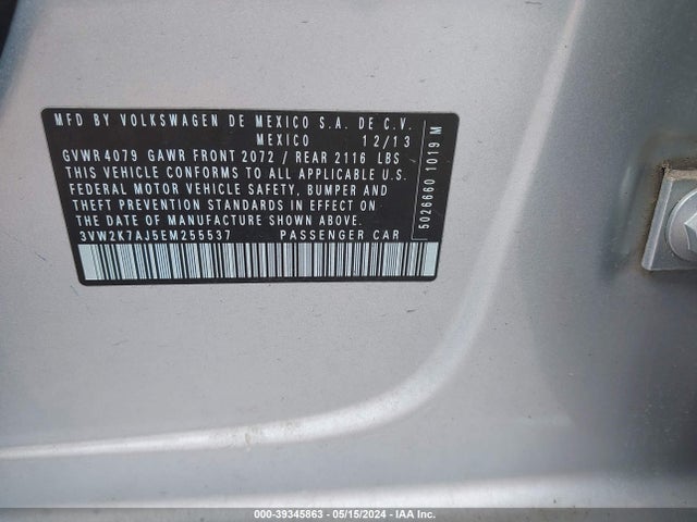 3VW2K7AJ5EM255537 Volkswagen Jetta 2.0l S