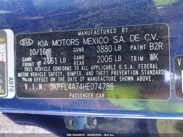 KIA FORTE S 2017 3KPFL4A74HE074786 Image 9
