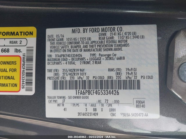 Ford Mustang Gt Premium 2016 1FA6P8CF4G5334426 Image 9
