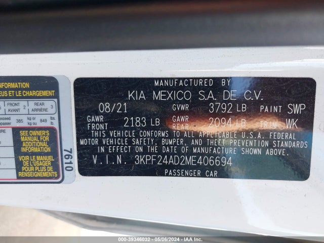 KIA Forte Lxs 2021 3KPF24AD2ME406694 Image 9