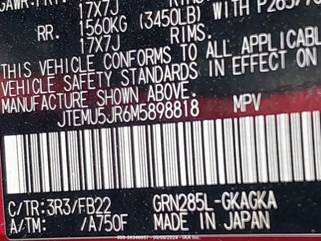 JTEMU5JR6M5898818 Toyota 4RUNNER SR5