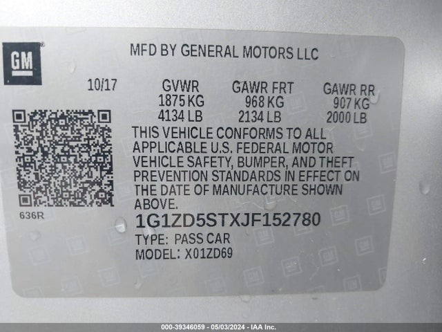 Chevrolet MALIBU LT 2018 1G1ZD5STXJF152780 Image 9