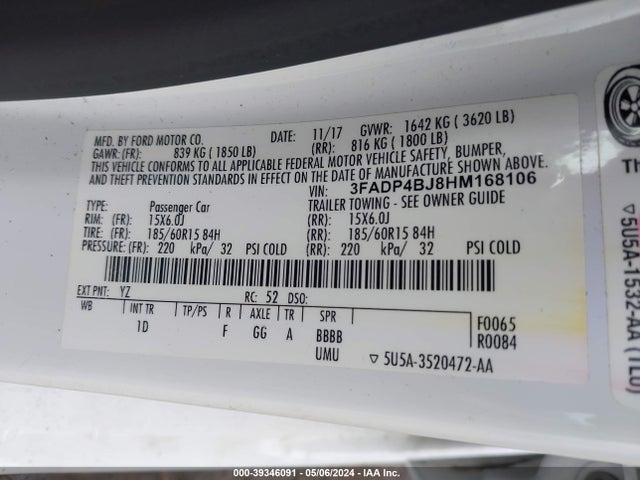 Ford FIESTA SE 2017 3FADP4BJ8HM168106 Image 9