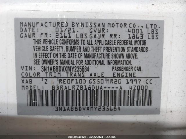 3N1AB8DVXMY235684 Nissan Sentra Sr Xtronic Cvt