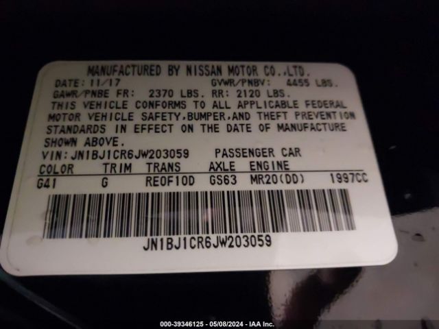 JN1BJ1CR6JW203059 Nissan Rogue Sport Sl
