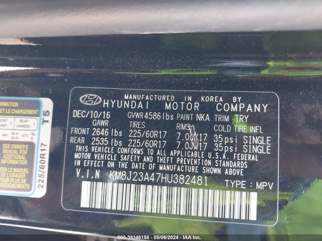 Hyundai TUCSON SE 2017 KM8J23A47HU382481 Image 9