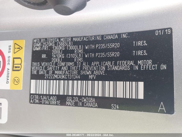 Lexus RX 350 2019 2T2ZZMCA9KC131344 Image 9
