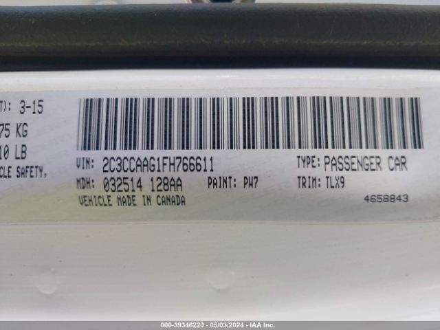 2C3CCAAG1FH766611 Chrysler 300 Limited