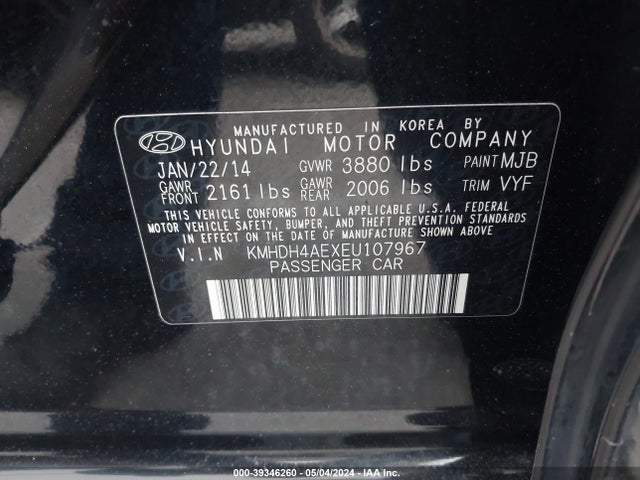 Hyundai ELANTRA SE 2014 KMHDH4AEXEU107967 Image 9